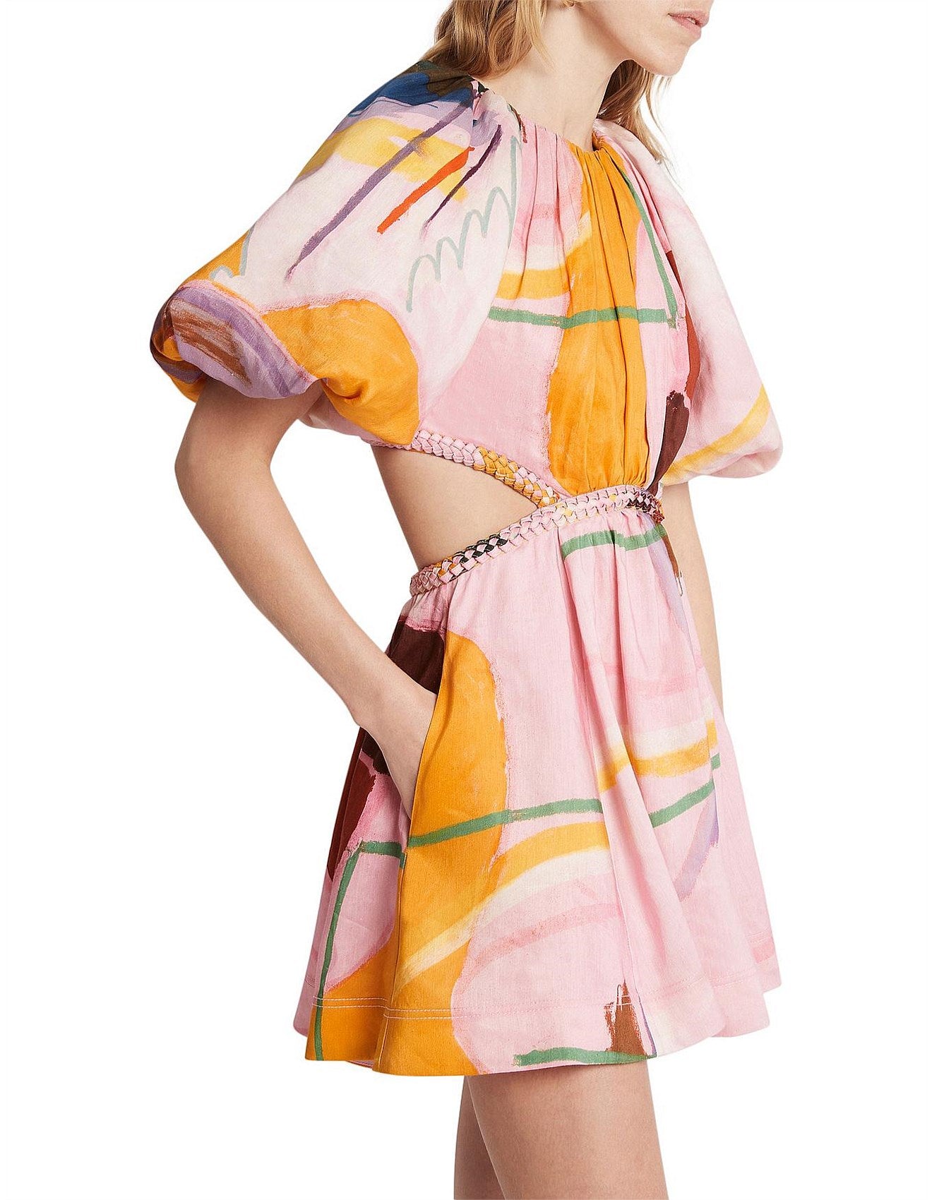 Aje Capucine Puff Sleeve Mini Dress