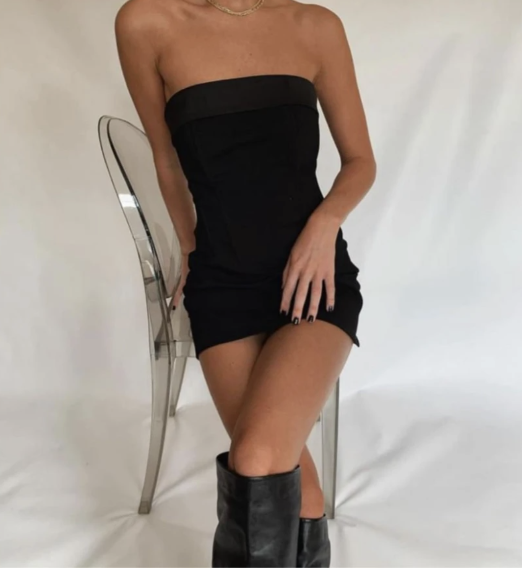 With Jean Chloe Corset Mini Dress in Black
