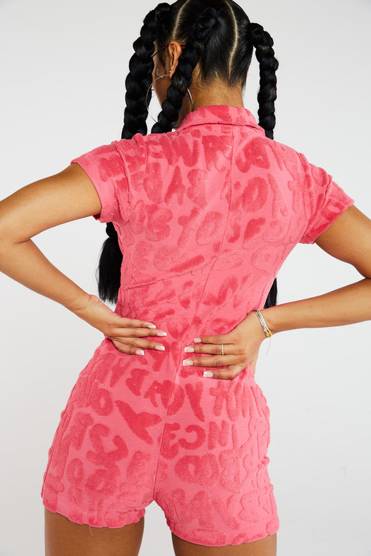 Jaded London Pink Towelling Playsuit